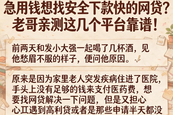 急用钱想找安全下款快的网贷？老哥亲测这几个平台靠谱！