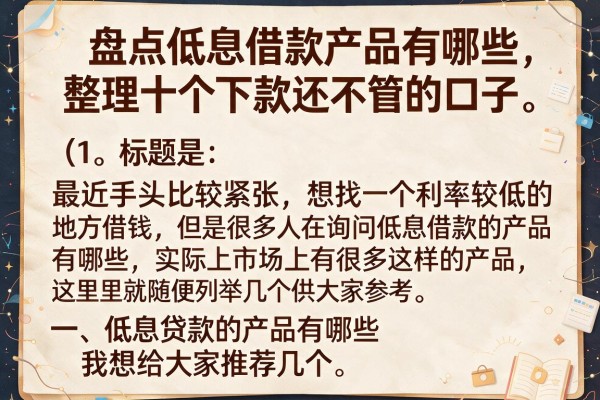 盘点低息借款产品有哪些，整理十个下款还不错的口子