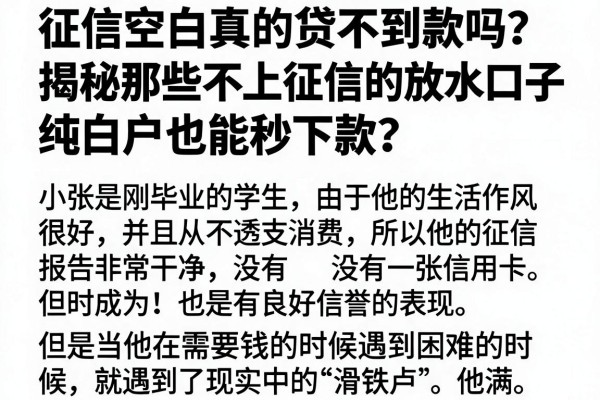 征信空白真的贷不到款吗？揭秘那些不上征信的放水口子，纯白户也能秒下款？