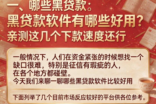 黑贷款软件有哪些好用？亲测这几个下款速度还行