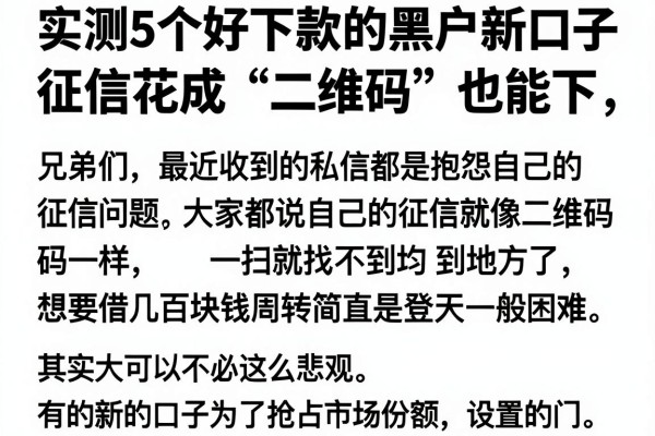 实测5个好下款的黑户新口子，征信花成“二维码”也能下