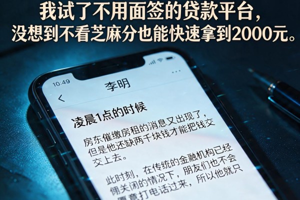 我试了不用面签的贷款平台，没想到不看芝麻分也能快速拿到2000元