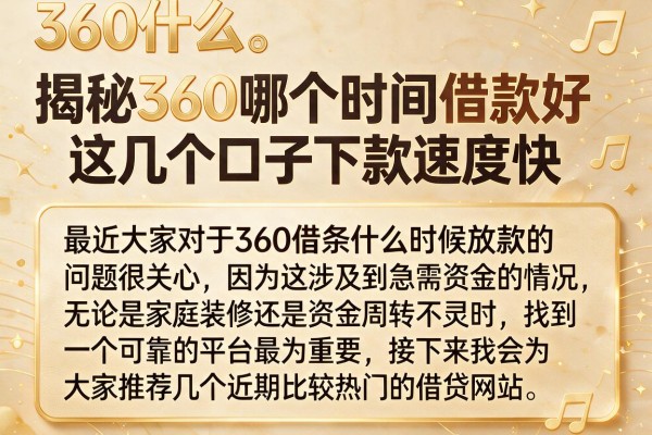 揭秘360哪个时间借款好，这几个口子下款速度快
