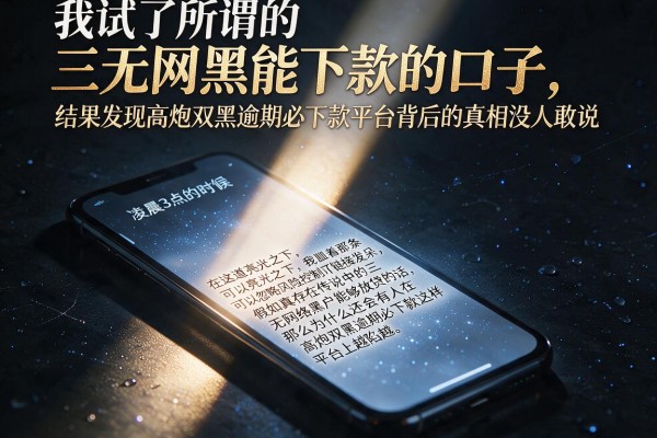 我试了所谓的三无网黑能下款的口子，结果发现高炮双黑逾期必下款平台背后的真相没人敢说