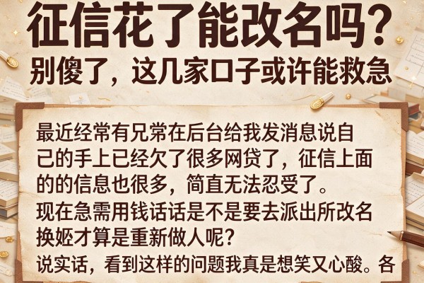 征信花了能改名吗？别傻了，这几家口子或许能救急