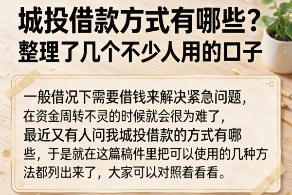 城投借款方式有哪些？整理了几个不少人用的口子