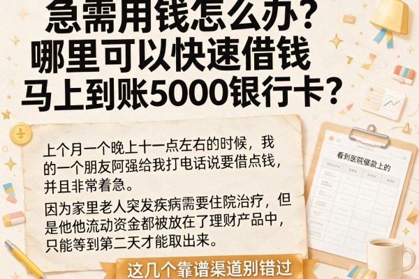 急需用钱怎么办？哪里可以快速借钱马上到账5000银行卡？这几个靠谱渠道别错过