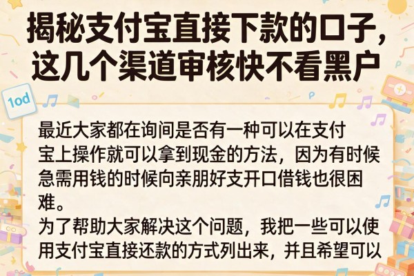 揭秘支付宝直接下款的口子，这几个渠道审核快不看黑户