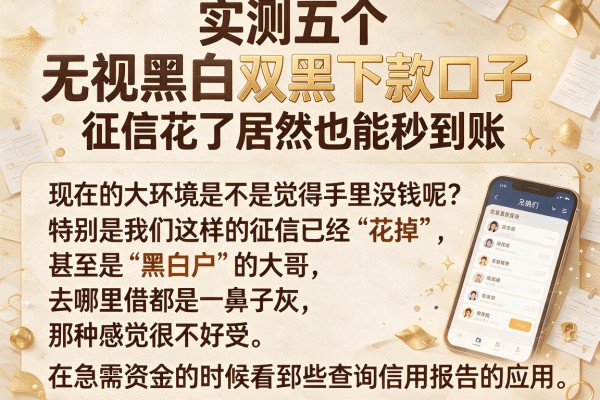 实测五个无视黑白双黑下款口子，征信花了居然也能秒到账