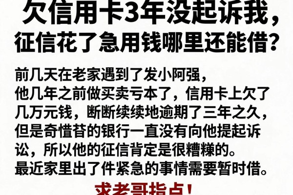 欠信用卡3年没起诉我，征信花了急用钱哪里还能借？求老哥指点！