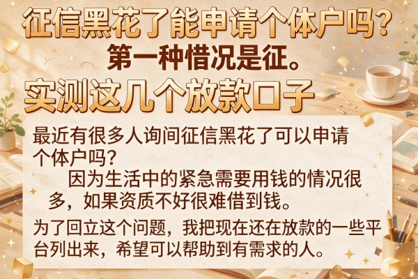 征信黑花了能申请个体户吗？实测这几个放款口子