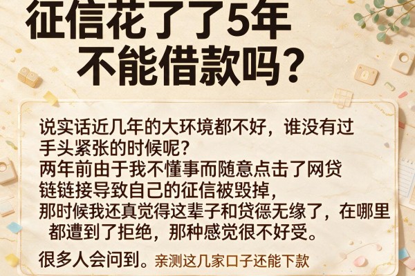 征信花了5年不能借款吗？亲测这几家口子还能下款