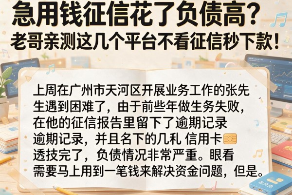 急用钱征信花了负债高？老哥亲测这几个平台不看征信秒下款！