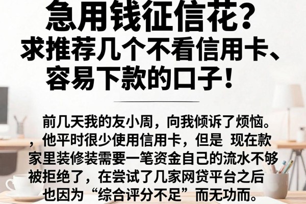 急用钱征信花？求推荐几个不看信用卡、容易下款的口子！