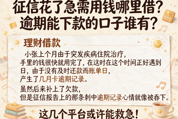 征信花了急需用钱哪里借？逾期能下款的口子谁有？这几个平台或许能救急！