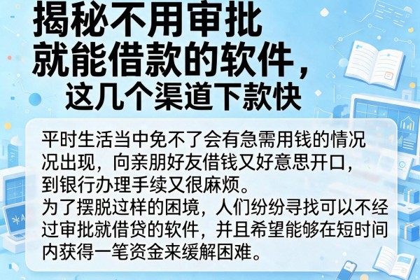 揭秘不用审批就能借款的软件，这几个渠道下款快
