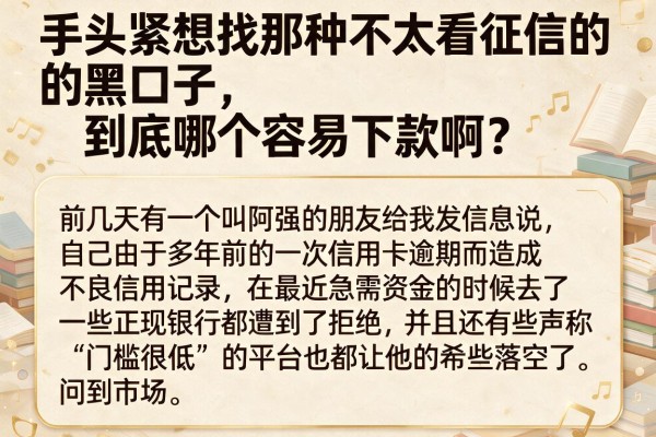 手头紧想找那种不太看征信的黑口子，到底哪个容易下款啊？