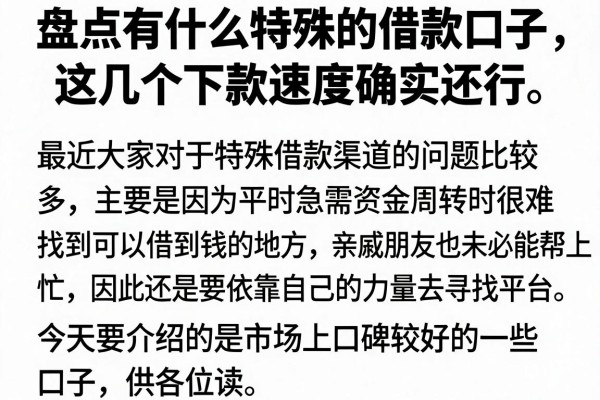 盘点有什么特殊的借款口子，这几个下款速度确实还行