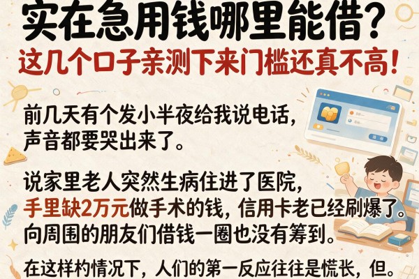 实在急用钱哪里能借？这几个口子亲测下来门槛还真不高！