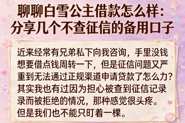 聊聊白雪公主借款怎么样：分享几个不查征信的备用口子