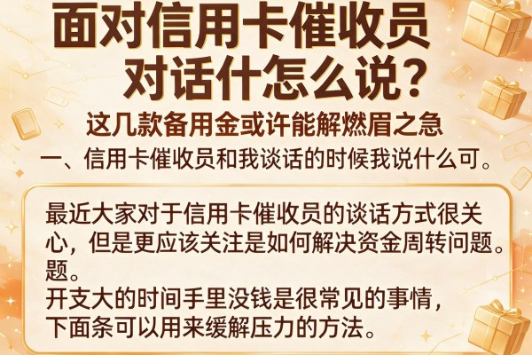 面对信用卡催收员对话怎么说？这几款备用金或许能解燃眉之急
