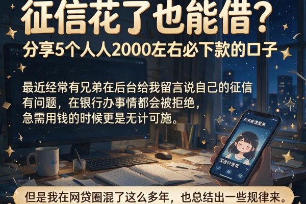 征信花了也能借？分享5个人人2000左右必下款的口子，亲测靠谱
