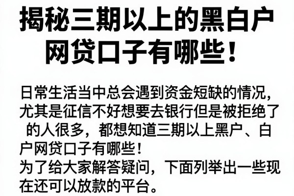 揭秘三期以上的黑白户网贷口子有哪些，无视风控下款快