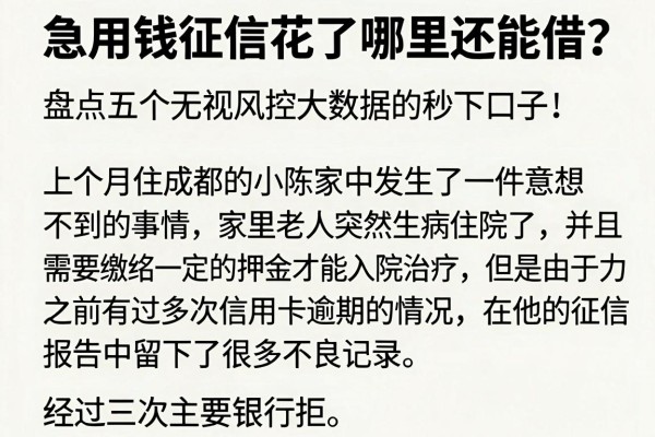 急用钱征信花了哪里还能借？盘点五个无视风控大数据的秒下口子