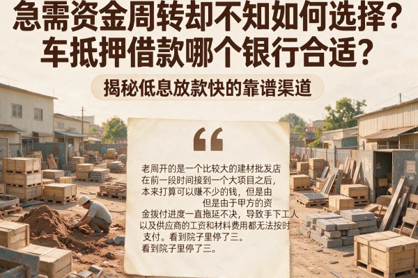 急需资金周转却不知如何选择？车抵押借款哪个银行合适？揭秘低息放款快的靠谱渠道