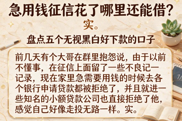 急用钱征信花了哪里还能借？盘点五个无视黑白好下款的口子