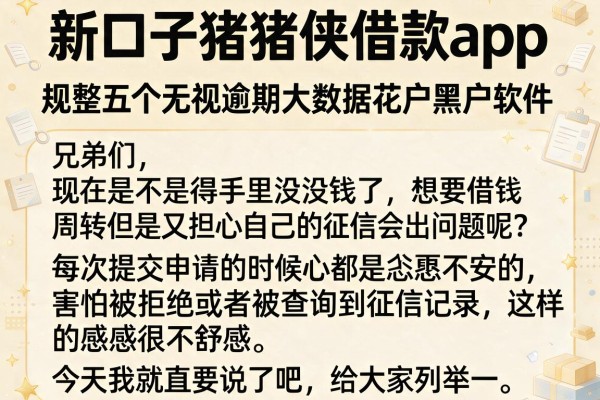 新口子猪猪侠借款app，规整五个无视逾期大数据花户黑户软件