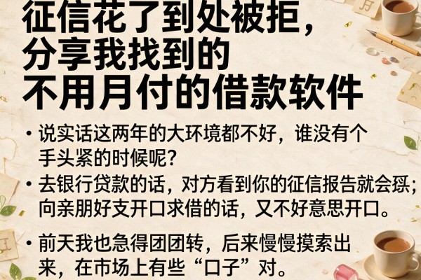 征信花了到处被拒，分享我找到的不用月付的借款软件