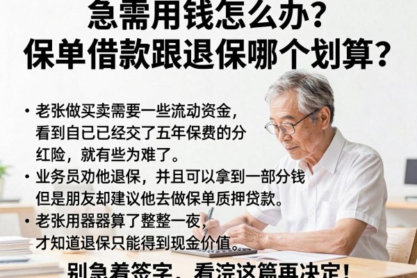 急需用钱怎么办？保单借款跟退保哪个划算？别急着签字，看完这篇再决定！