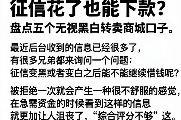 征信花了也能下款？盘点五个无视黑白转卖商城口子，亲测有效