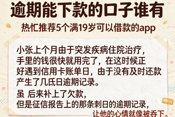 逾期能下款的口子谁有，热忱推荐5个满19岁可以借款的app