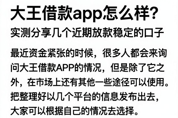 大王借款app怎么样？实测分享几个近期放款稳定的口子