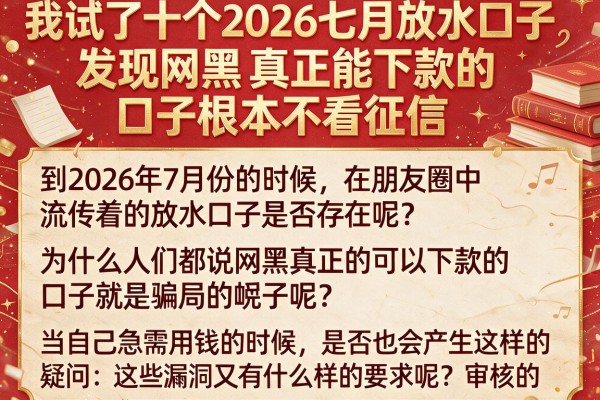 我试了十个2026七月放水口子，发现网黑真正能下款的口子根本不看征信