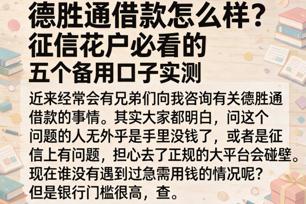 德胜通借款怎么样？征信花户必看的五个备用口子实测