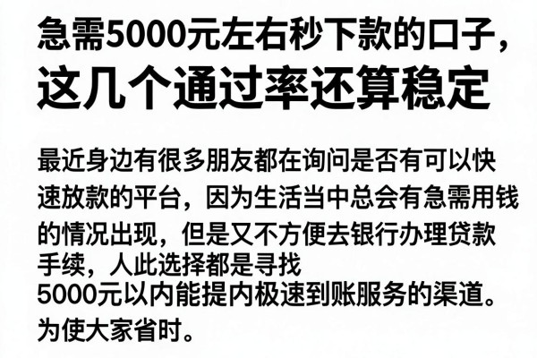 急需5000元左右秒下款的口子，这几个通过率还算稳定