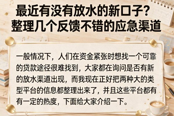 最近有没有放水的新口子？整理几个反馈不错的应急渠道