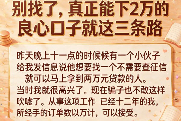别找了，真正能下2万的良心口子就这三条路