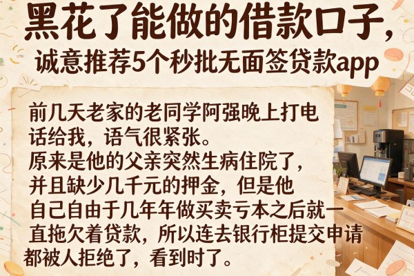 黑花了能做的借款口子，诚意推荐5个秒批无面签贷款app