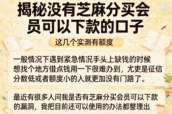 揭秘没有芝麻分买会员可以下款的口子，这几个实测有额度