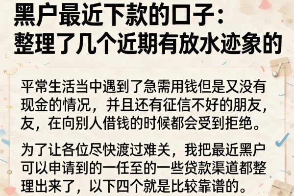 黑户最近下款的口子：整理了几个近期有放水迹象的
