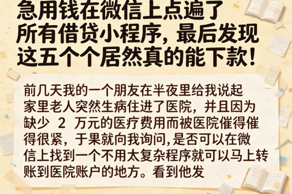 急用钱在微信上点遍了所有借贷小程序，最后发现这五个居然真的能下款！