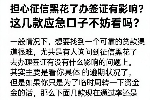 担心征信黑花了办签证有影响吗？这几款应急口子不妨看看