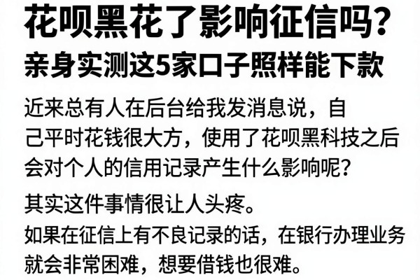 花呗黑花了影响征信吗?亲身实测这5家口子照样能下款