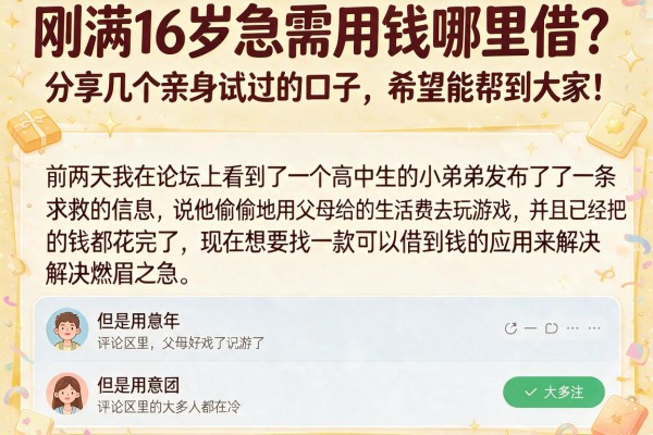 刚满16岁急需用钱哪里借？分享几个亲身试过的口子，希望能帮到大家！