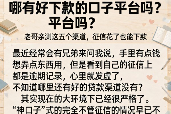 哪有好下款的口子平台吗？老哥亲测这五个渠道，征信花了也能下款