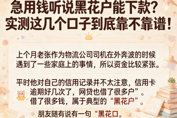 急用钱听说黑花户能下款？实测这几个口子到底靠不靠谱！